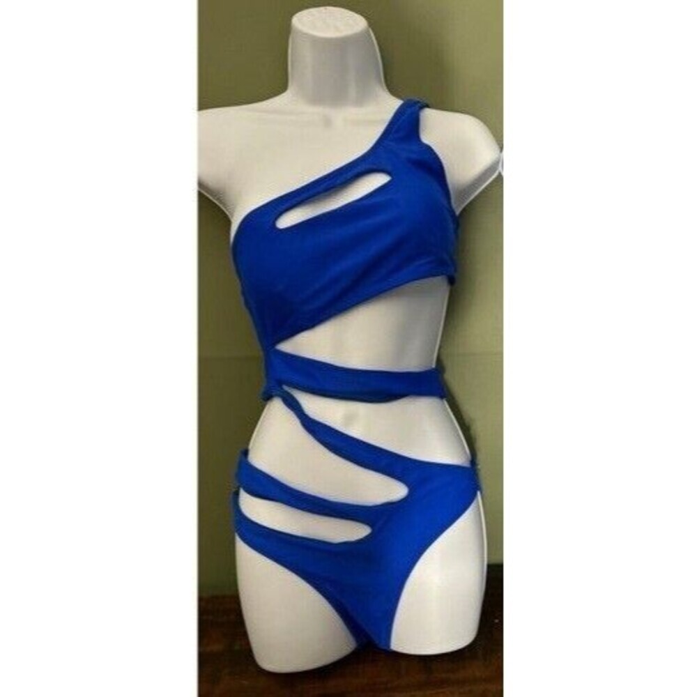 Strappy and Daring Swimsuit Size Large Bold Blue New w/o Tags Risque